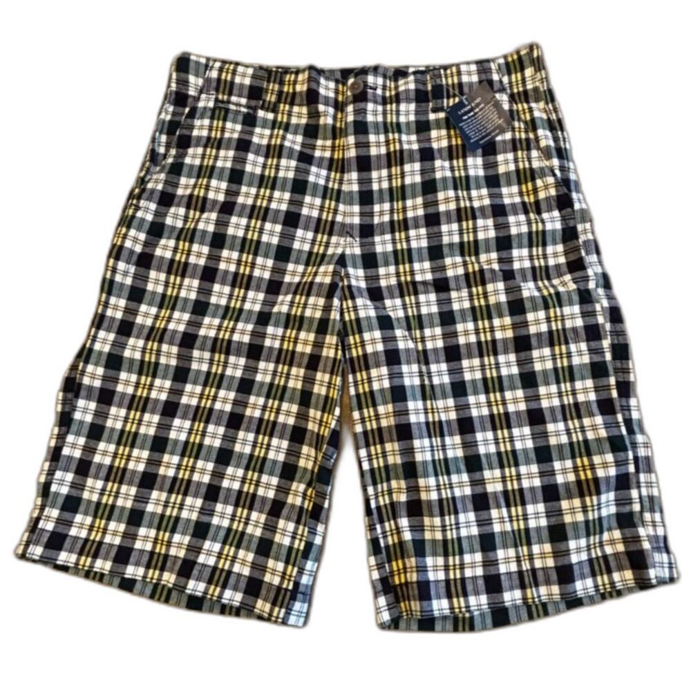 Lands' End Boys 14H Husky Plaid Shorts NWT Adjustable Waist Cotton Prep Golf